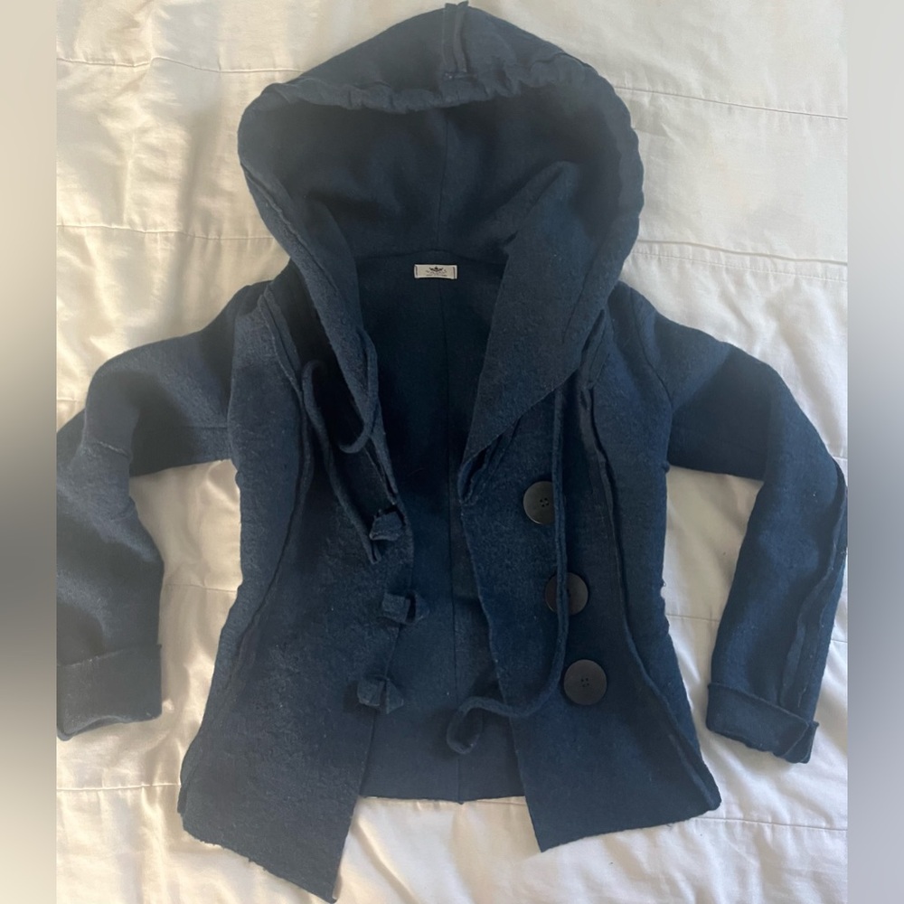 EUC Navy Hooded Wool Jacket